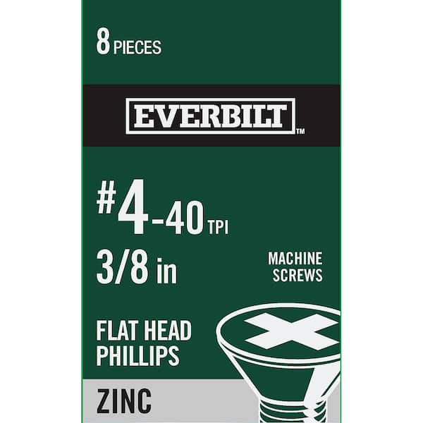 Everbilt #4-40 x 3/8 in. Phillips Flat Head Zinc Plated Machine Screw (8-Pack)