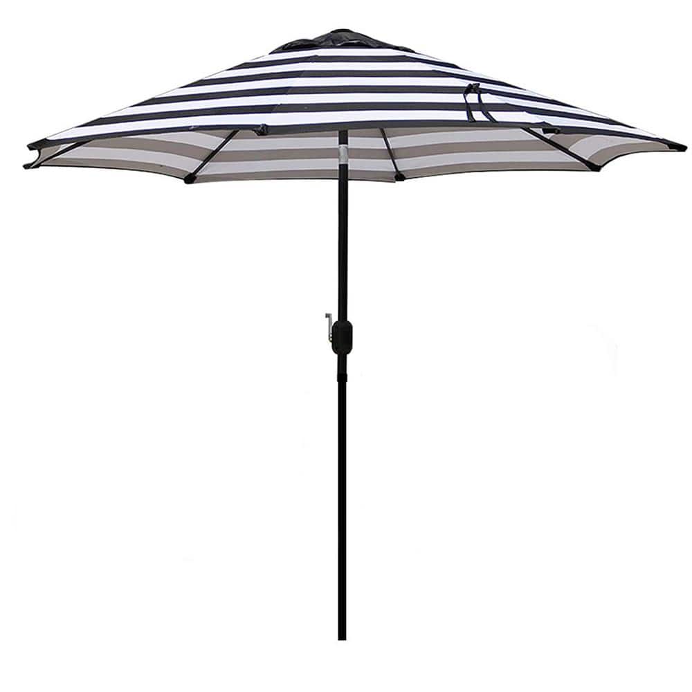 9 ft. Iron Cantilever Market Patio Umbrella, Outdoor Umbrella W 8-Sturdy Ribs, Push Button Tilt, Crank in Black Strips price history on PriceWatchPro