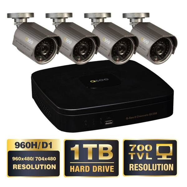 Q-SEE Premium Series 8-Channel 960H 1TB Video Surveillance System (4) Hi-Res 700 TVL Cameras 100 ft. Night Vision-DISCONTINUED
