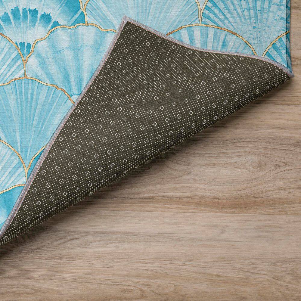 Aqua Coastal Pattern Flat Weave 3' x 5' Area Rug