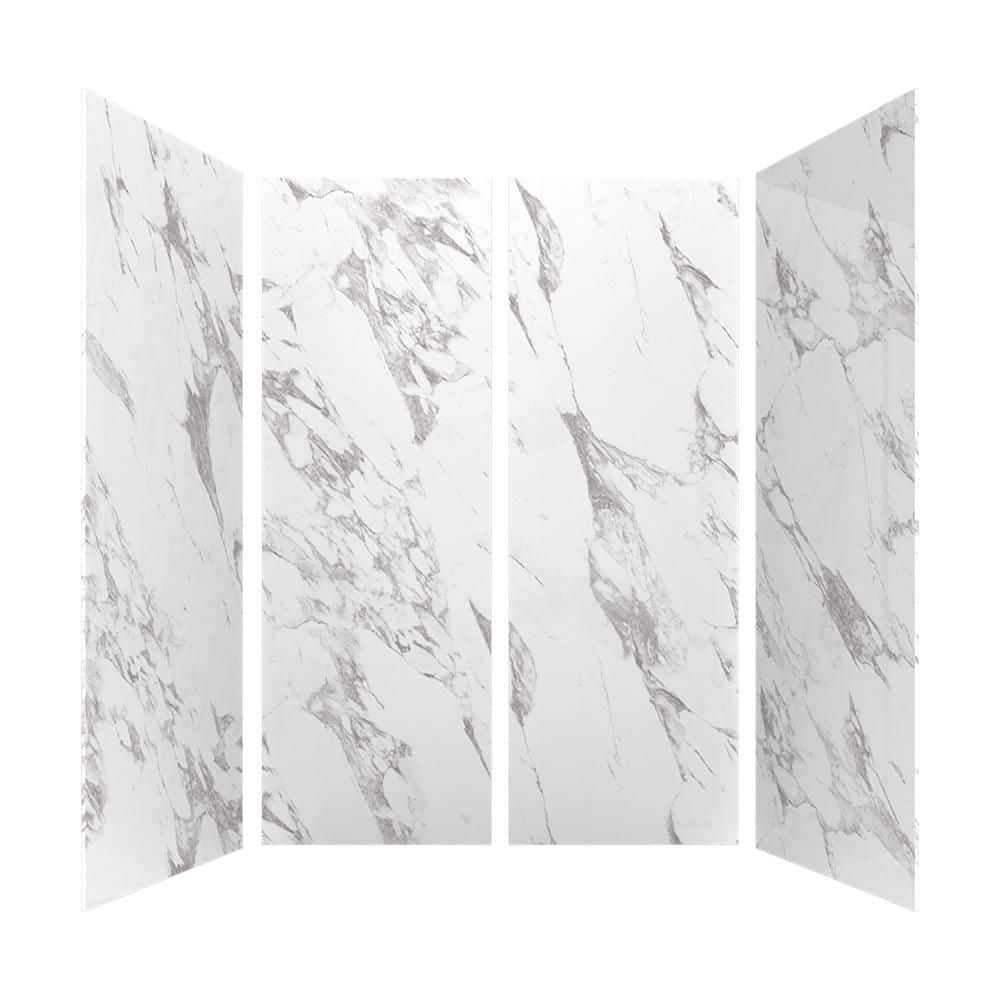 60 in. L x 32 in. W x 84 in. H Alcove Solid Composite Stone Four Piece Shower Wall Set in Carrara price history on PriceWatchPro