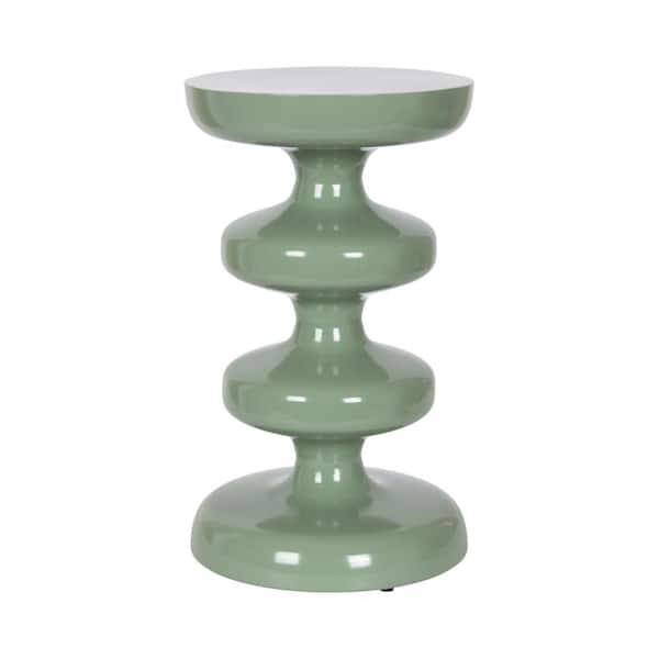 Fondi 12 in. Green Round Metal End Table