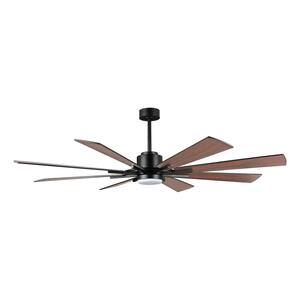 60 in. LED Indoor Black and Walnut Ceiling Fan with Remote