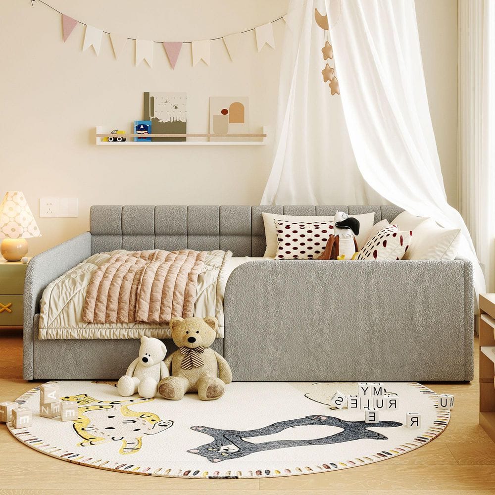 Gray Full Bunk Bed with Storage Drawer