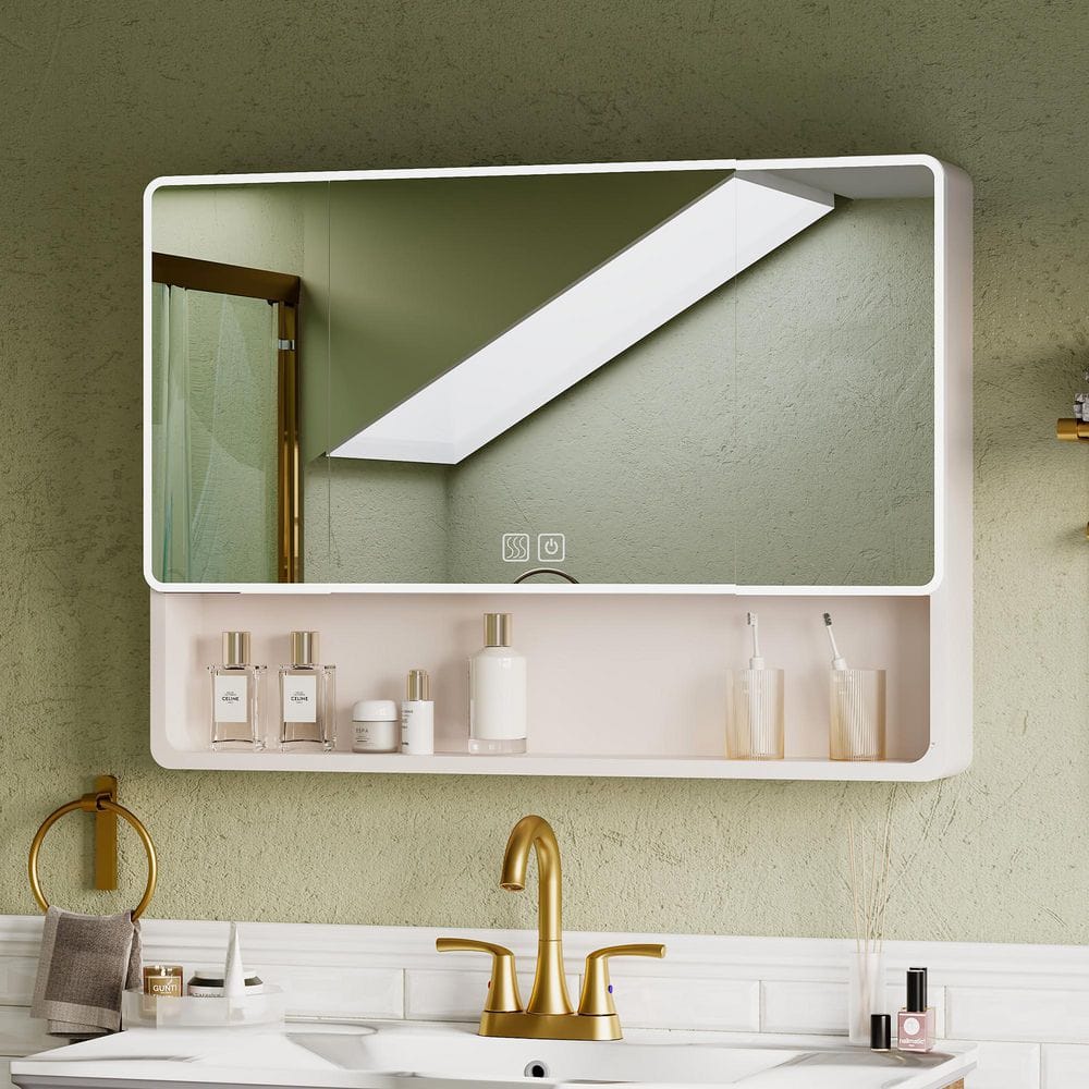 35.3 in. W x 27.6 in. H Rectangular Aluminum Medicine Cabinet with Mirror, 3-Colors LED Light and Defogging Function price history on PriceWatchPro