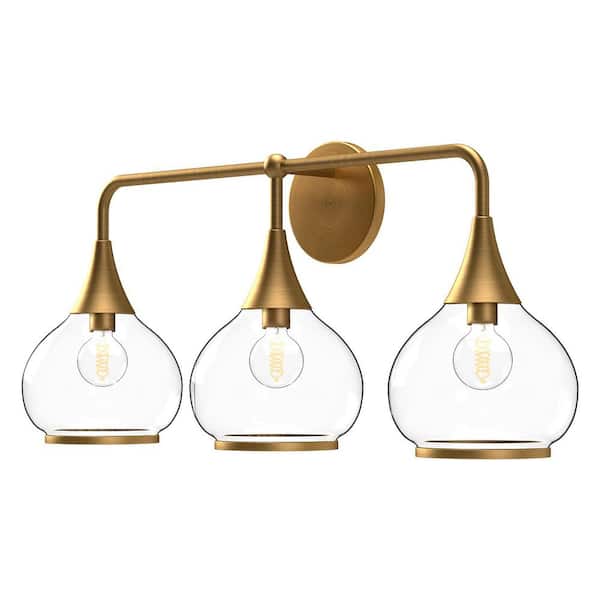 KUZCO HAZEL 26 in. 1 LIGHT AGED BRASS/CLEAR GLASS Vanity Light