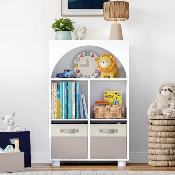Kids Curve Appeal 23 in. Wide White 4-Cubby Bookcase