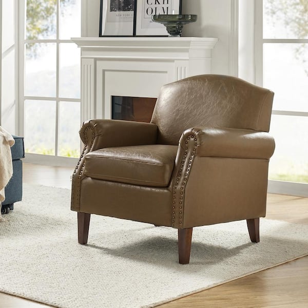 JAYDEN CREATION Gianluigi Taupe Vegan Leather Armchair with JAYDEN CREATION Gianluigi Taupe Vegan Leather Armchair with