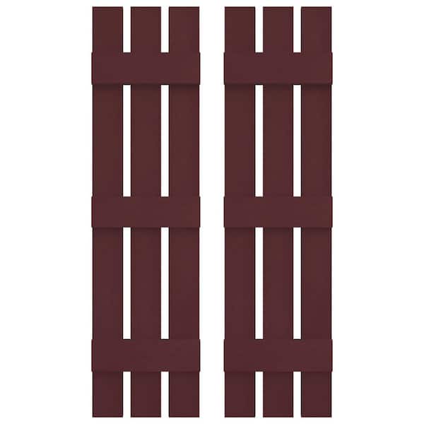 Builders Edge 12 in. W x 59 in. H Vinyl Exterior Spaced Board and Batten Shutters Pair in Bordeaux