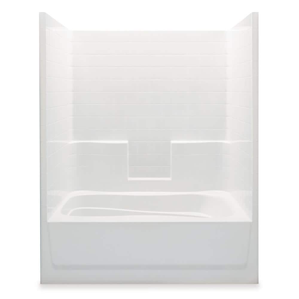 Everyday Smooth Tile 60 in. x 36 in. x 76 in. 1-Piece Bath and Shower Kit w