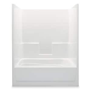 Everyday Smooth Tile 60 in. x 36 in. x 76 in. 1-Piece Bath and Shower Kit with Left Drain in White