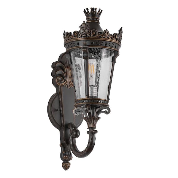 21 in. Bronze Indoor/Outdoor Hardwired Wall Lantern Sconce with No Bulbs Included, Patio Sconce Light, Wall Mount Light