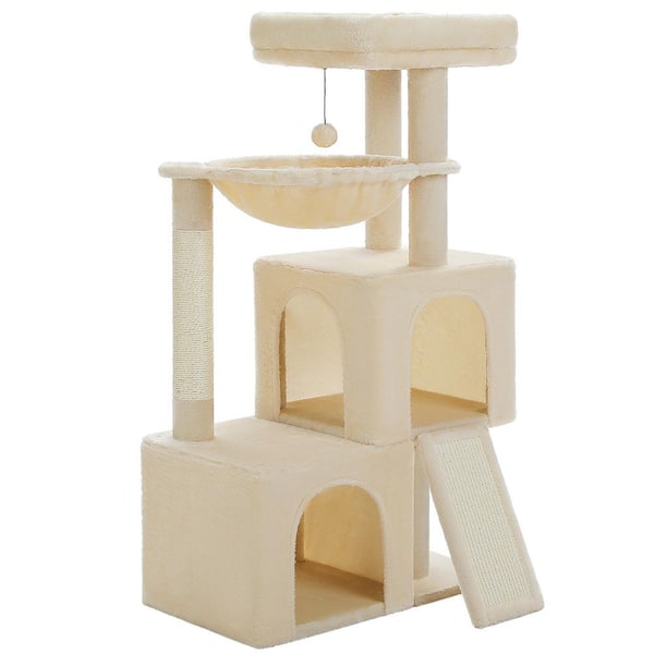 Beige Indoor Large Cat 41 in. Height Multi-Level Cat Tree