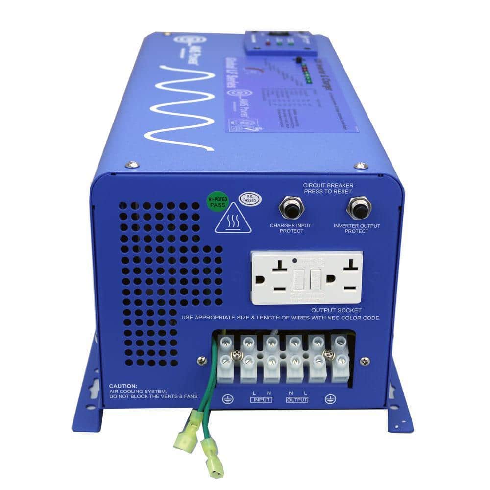 AIMS POWER 3,000-Watt Pure Sine Inverter Charger 12-Volt DC to 120-Volt ...