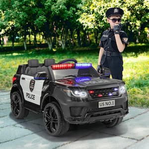 12-Volt Kid Ride on Police Car with Parental Remote Control in Black