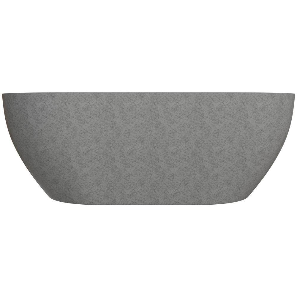 59'' Gray Matte Solid Concrete Oval Freestanding Bathtub
