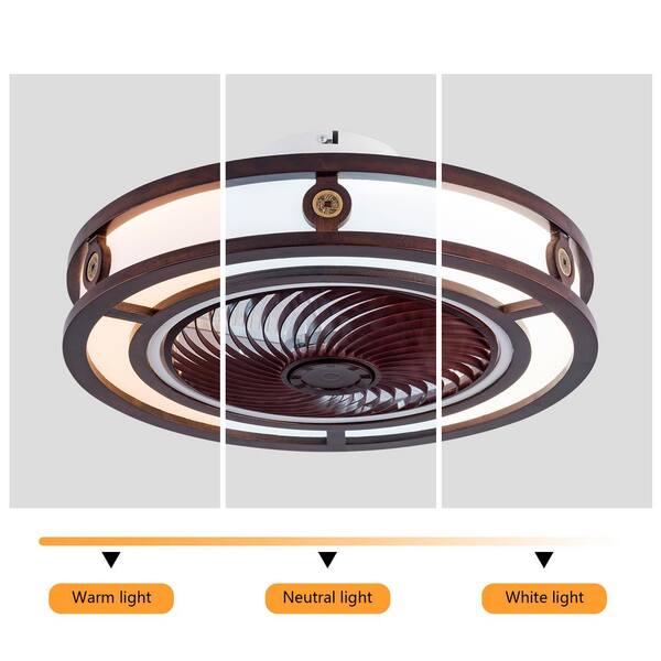 OUKANING 20 in. LED Indoor Dark Brown Neo-Chinese Style