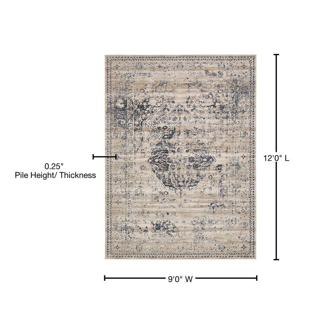 Reversible Easy-Care Blue Spot 9' x 12' Area Rug