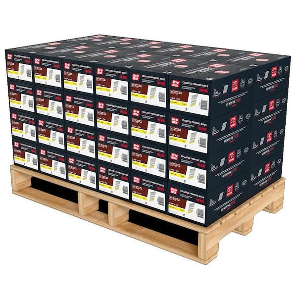 2-3/8 in. x 0.113 in. 21-Degree Plastic Bright Coated Ring Shank Round Head Nails (5,000 Per Box), 48 boxes per pallet
