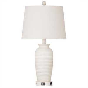 Allisan 24.3 in. H White Ceremic Table Lamp Set with Type-C, USB Port, and Built-in Outlet