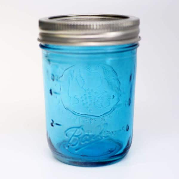 eleganttime 16 oz Blue Mason Jars with Lids,12 Pack Wide Mouth Canning blue