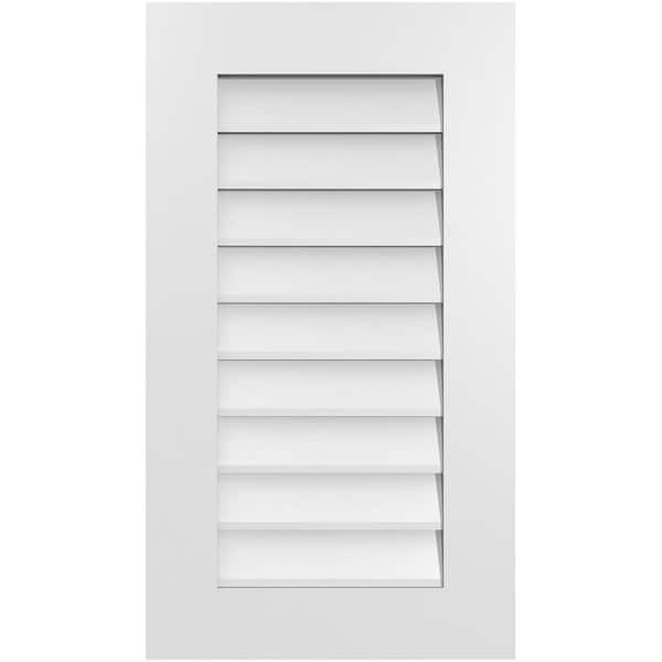 Ekena Millwork 18 in. x 32 in. Vertical Surface Mount PVC Gable Vent: Decorative with Standard Frame