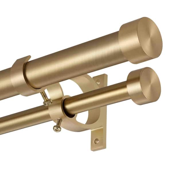 72 in. - 144 in. Adjustable 1 in. Double Curtain Rod in Warm Gold