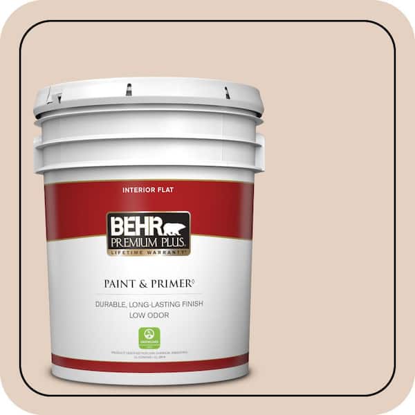 BEHR PREMIUM PLUS 5 gal. #S220-1 Autumn Blush Flat Low Odor Interior Paint & Primer