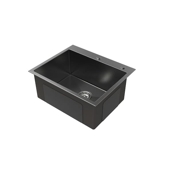 23 in. Undermount Single Bowl Black Stainless Steel Kitchen Sink (Sink Only)