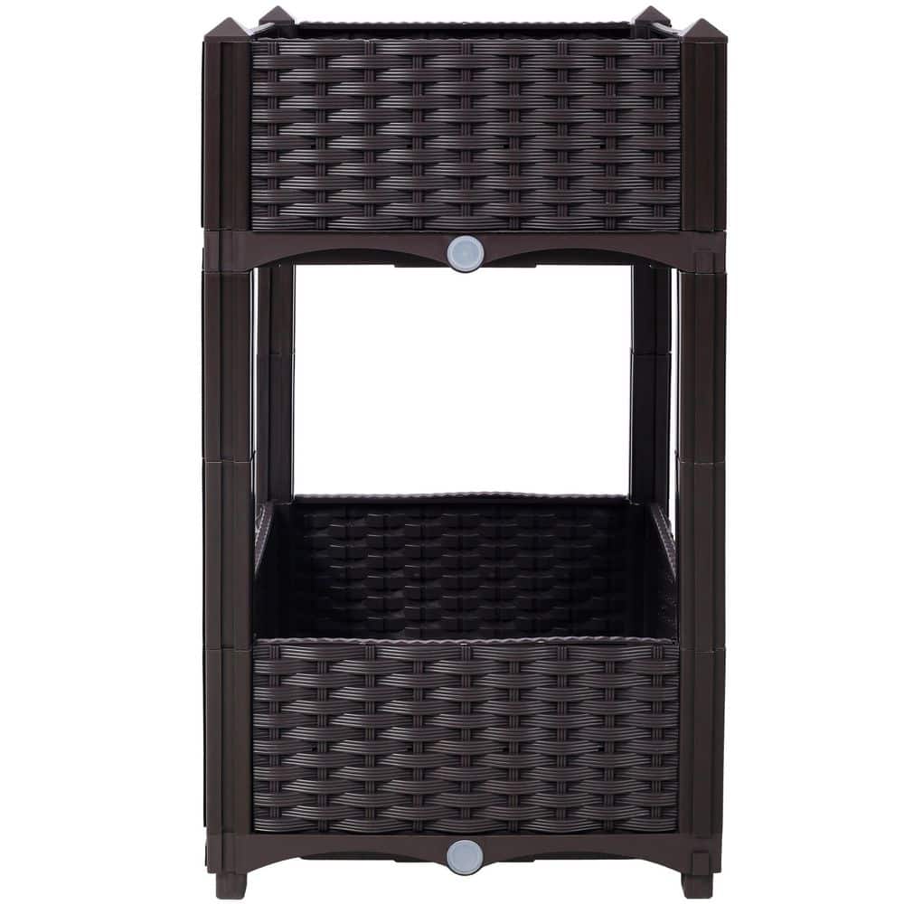 15.7 in. x 15.7 in. x 27.7 in. Brown Raised Garden Bed, Planter Raised Beds