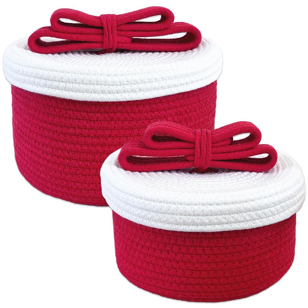 red 10 in. x 6.5 in. Cotton Decorative Basket With lid ，Cute storage box，Gifts or home decor items，Set of 3 price history on PriceWatchPro