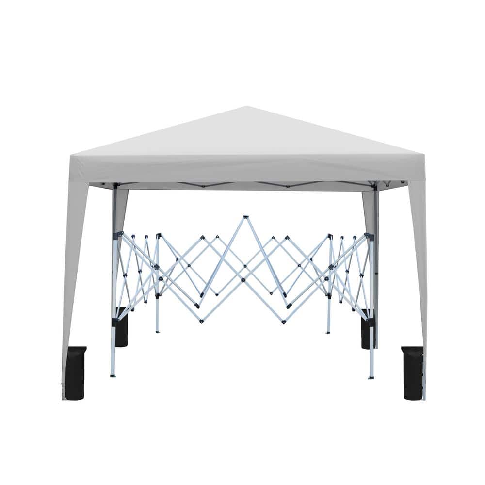10 ft. x 10 ft. Grey Pop Up Gazebo Canopy Tent, with 4pcs Weight Sand Bag, 