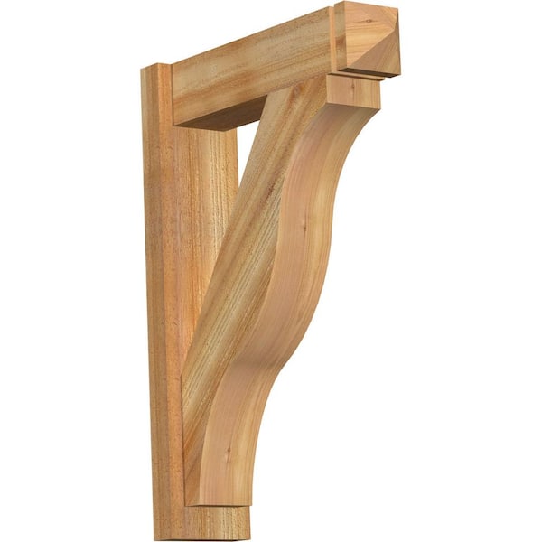Ekena Millwork 6 in. x 30 in. x 22 in. Western Red Cedar Fuston Arts and Crafts Rough Sawn Outlooker