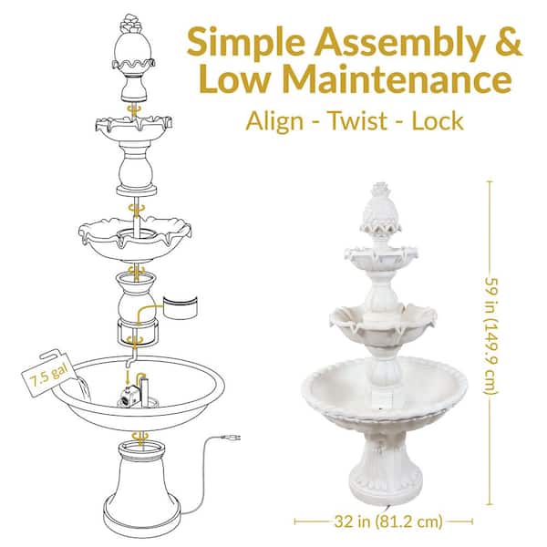 Sunnydaze 59 in. 3-Tier Welcome Outdoor Water Fountain FC-73018