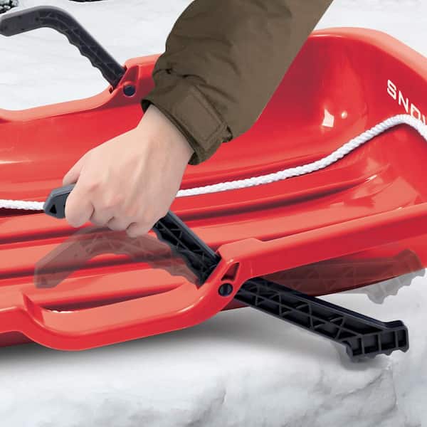 Snow Joe Classic Toboggan 48 in. Snow Sled, Up To 2 Riders, Brakes