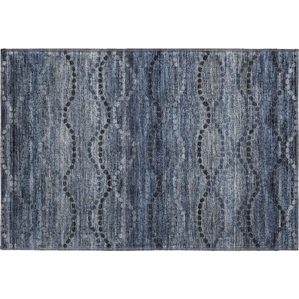 Mayfield Premium Machine Washable Abstract AMF2031 Navy 2 ft. x 3 ft. Accent Rug