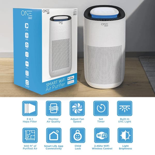 One Smart Consumer Electronics Gear OSAP01 Athena Smart Air Purifier with Voice Control HEPA Filter Included. Compatible with Google Assistant and Alexa with App - 2