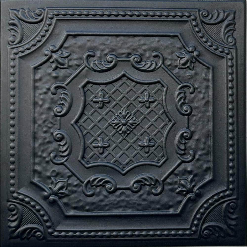 Bijou and Bee Bee Black Matte 1.6 ft. x 1.6 ft. Glue Up Foam Ceiling Tile (