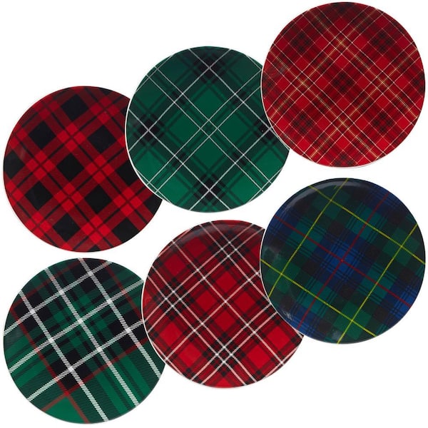 Certified International Christmas Plaid 8.25 in. Dessert Plate (Set of 6)