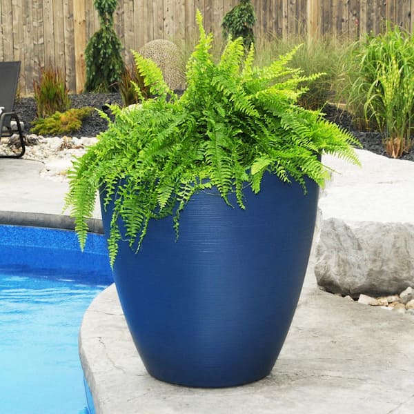 Modesto 30 in. Round Neptune Blue Polyethylene Planter