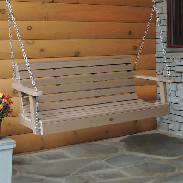 Highwood Weatherly 60 in. 2-Person Woodland Brown Recycled Plastic Porch Swing