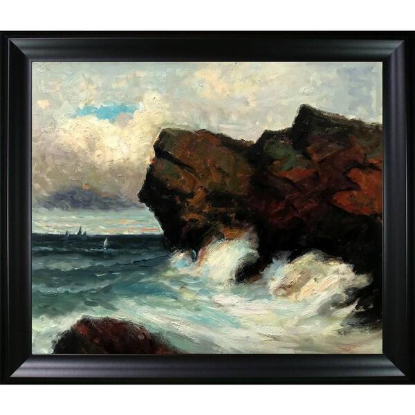 LA PASTICHE Ocean Cliffs by Edward Mitchell Bannister Black Matte Framed Nature Oil Painting Art Print 25 in. x 29 in.