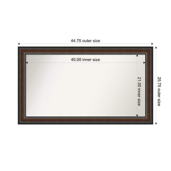 Amanti Art Cyprus Walnut 44.75 in. x 25.75 in. Custom Non-Beveled Wood Framed Bathroom Vantiy Wall Mirror