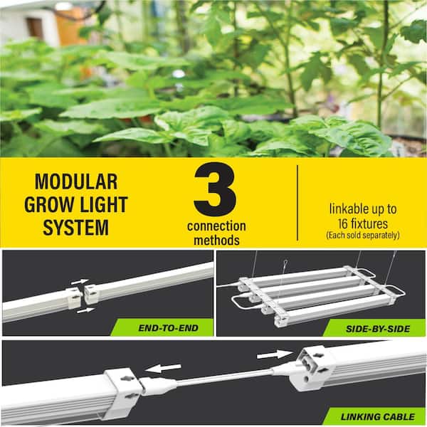 1 ft. 13.5-Watt Vertical Mount White Full Spectrum LED Non-Dimmable Indoor Linkable Plant Grow Light Strip, Daylight
