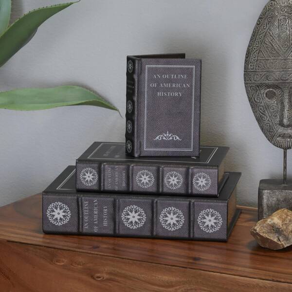 Litton Lane Rectangle Faux Leather Faux Book Box (Set of 3) 042923