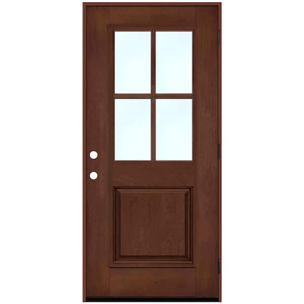 Regency 32 in. x 80 in. 1/2-4 Lite Clear Glass LHOS Chestnut Stain Fiberglass Prehung Front Door