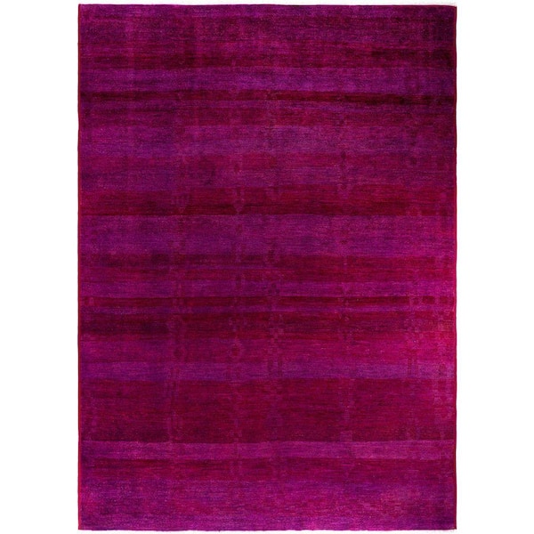 Overdyed Purple 10 ft. x 14 ft. Solid Wool Indoor Area Rug