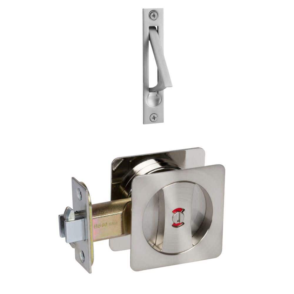 Contemporary Square Satin Nickel Bed, Bath Privacy Sliding Pocket Door Lock price history on PriceWatchPro