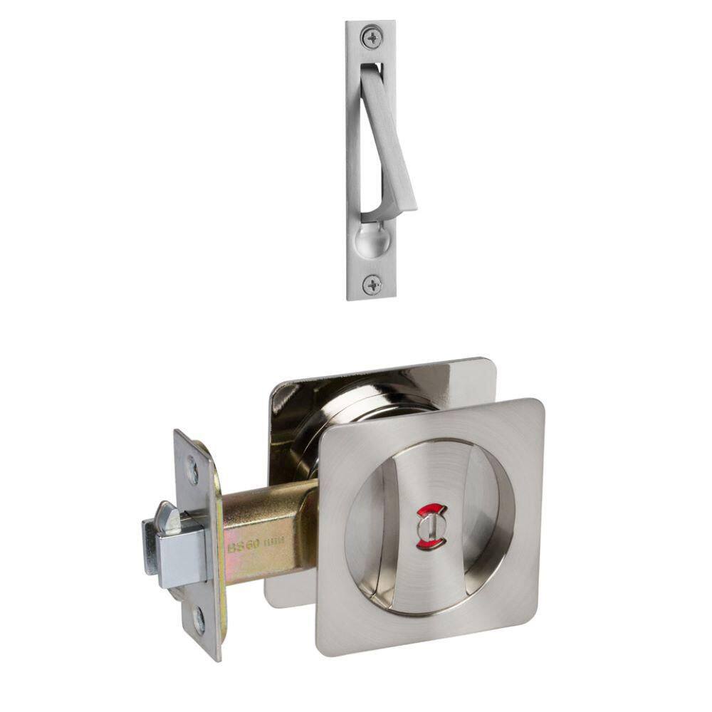 Dynasty Hardware Round Privacy Pocket Door Latch - Flat Black Interior Bed/Bath Door Lock