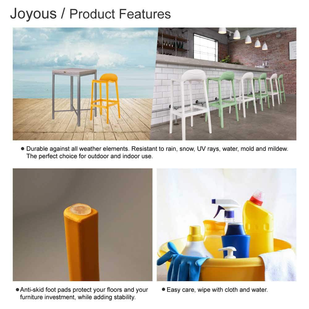 Joyous 35" Orange Resin Saddle Style Bar Stool Set